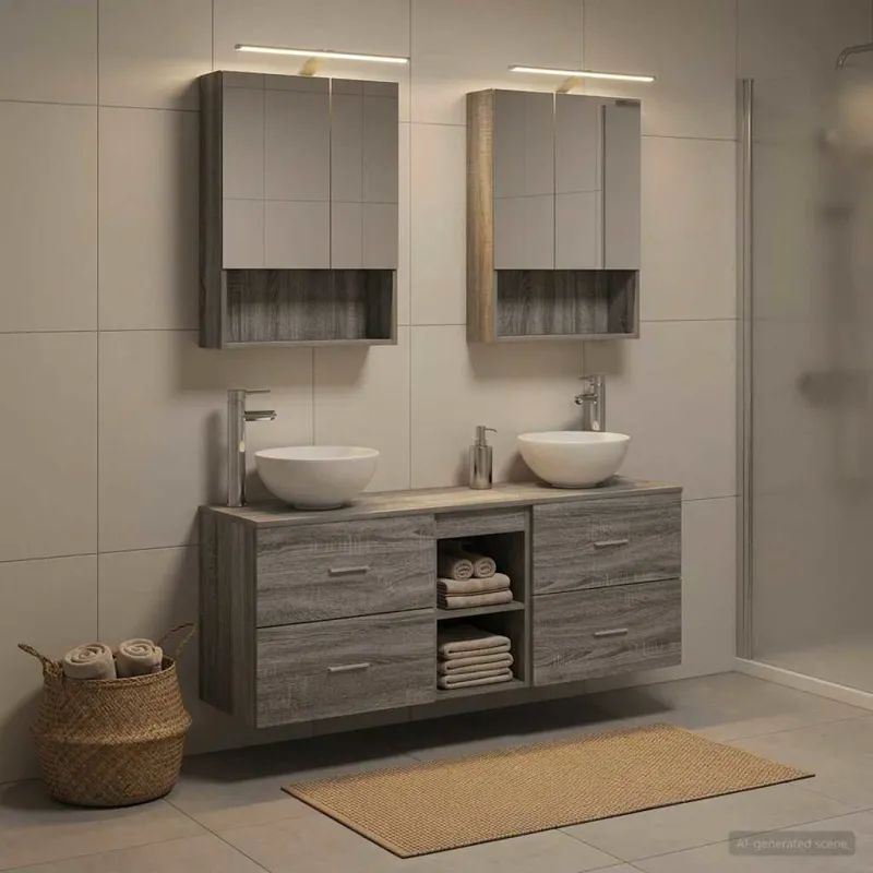 Vonios spintos komplektas 5 pcs Pilka Sonoma 50 x 14,5 x 70 cm
