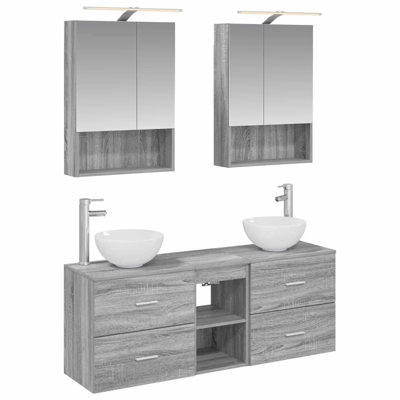 Vonios spintos komplektas 5 pcs Pilka Sonoma 50 x 14,5 x 70 cm