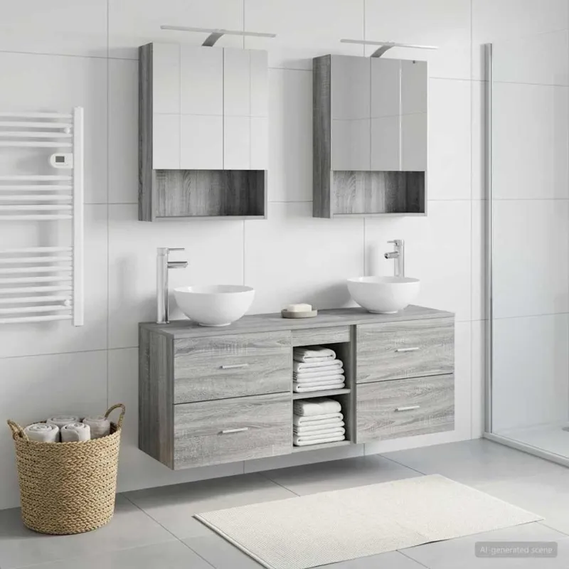 Vonios spintos komplektas 5 pcs Pilka Sonoma 50 x 14,5 x 70 cm