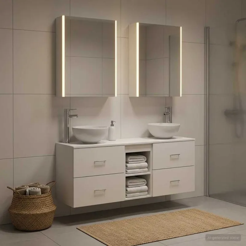 Vonios spintos komplektas 5 pcs Balta 53 x 15,5 x 70 cm