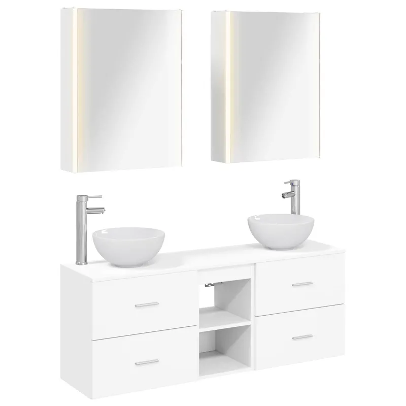 Vonios spintos komplektas 5 pcs Balta 53 x 15,5 x 70 cm