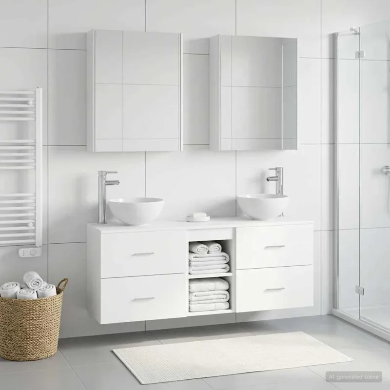 Vonios spintos komplektas 5 pcs Balta 53 x 15,5 x 70 cm