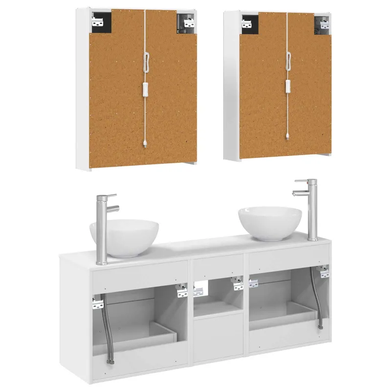 Vonios spintos komplektas 5 pcs Balta 53 x 15,5 x 70 cm