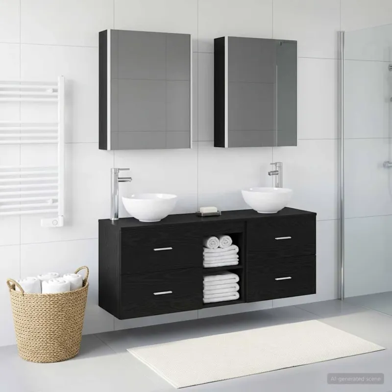 Vonios spintos komplektas 5 pcs Juodojo ąžuolo