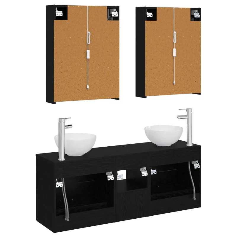 Vonios spintos komplektas 5 pcs Juodojo ąžuolo