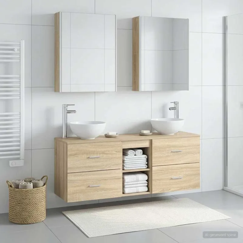 Vonios spintos komplektas 5 pcs Sonoma ąžuolas