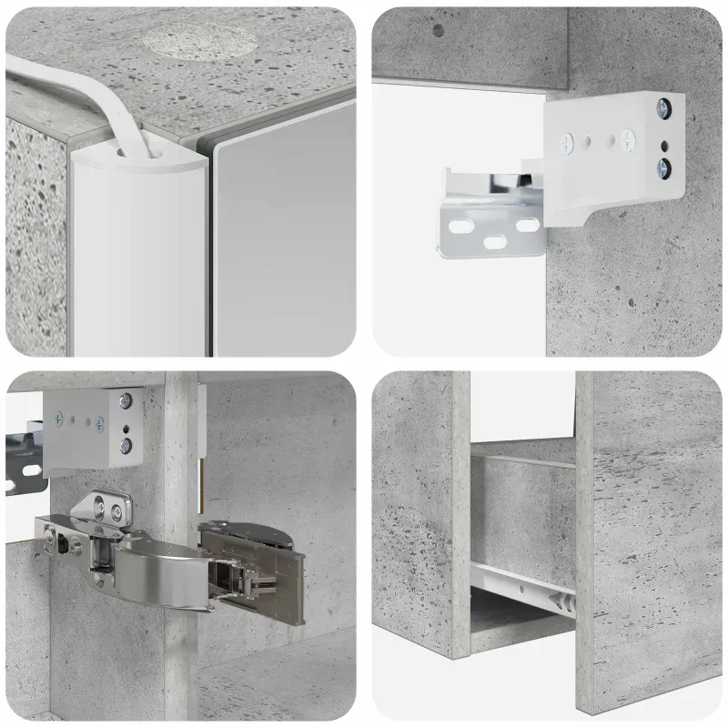 Vonios spintos komplektas 5 pcs Betono pilka 53 x 15,5 x 70 cm