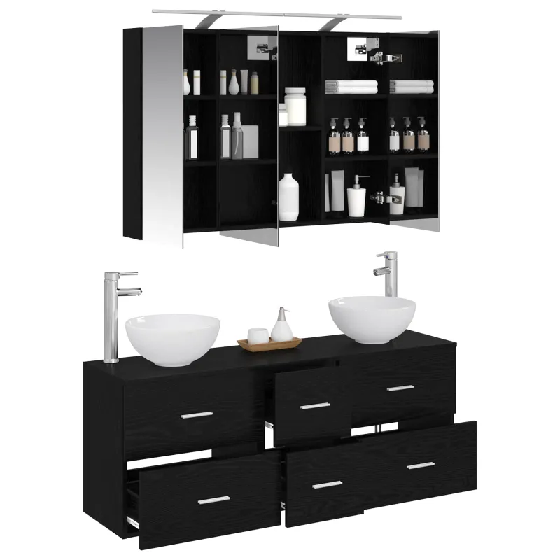 Vonios baldų rinkinys 4 pcs Juodojo ąžuolo