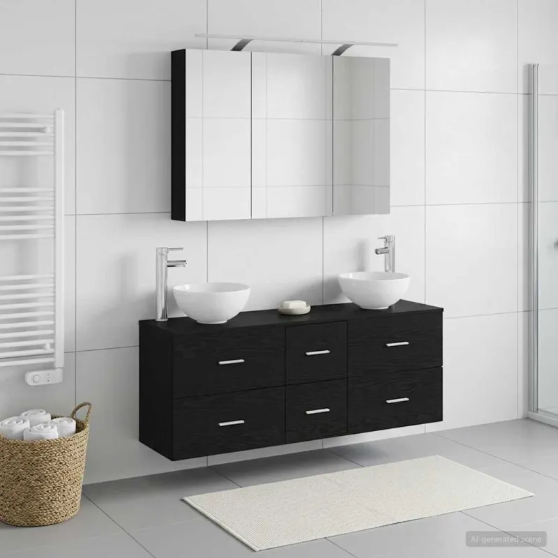 Vonios baldų rinkinys 4 pcs Juodojo ąžuolo
