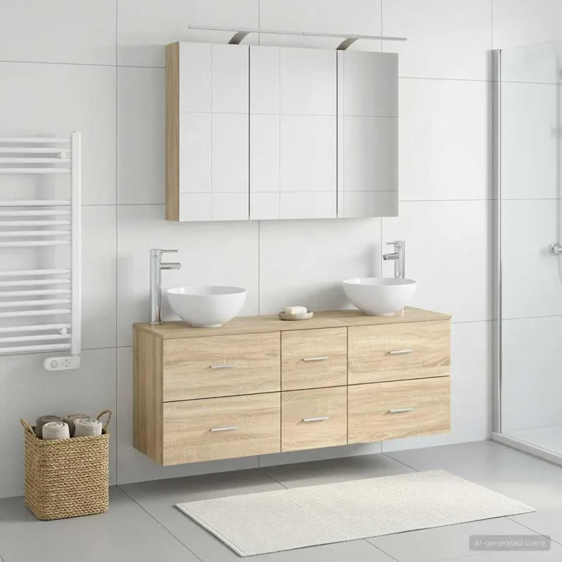 Vonios baldų rinkinys 4 pcs Sonoma ąžuolas