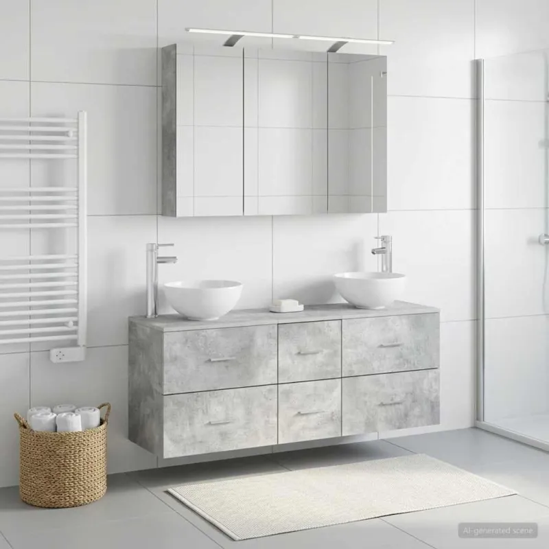 Vonios baldų rinkinys 4 pcs Betono pilka