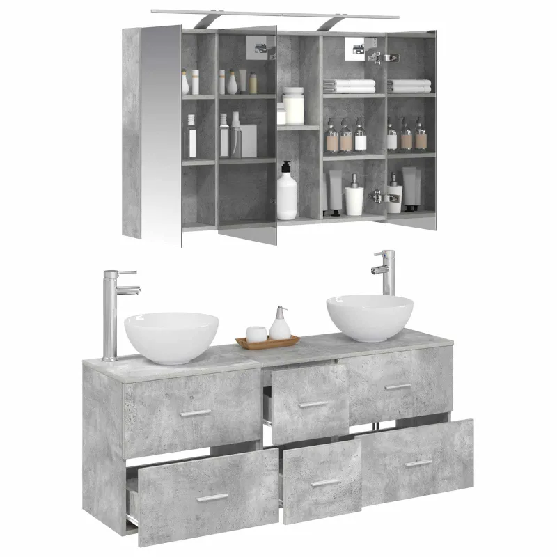 Vonios baldų rinkinys 4 pcs Betono pilka