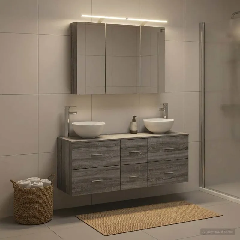Vonios baldų rinkinys 4 pcs Pilka Sonoma