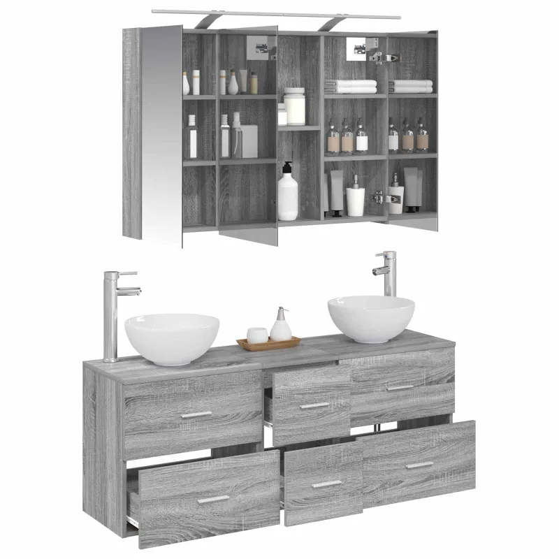 Vonios baldų rinkinys 4 pcs Pilka Sonoma