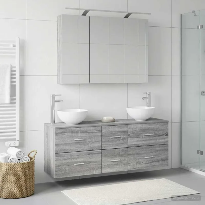 Vonios baldų rinkinys 4 pcs Pilka Sonoma