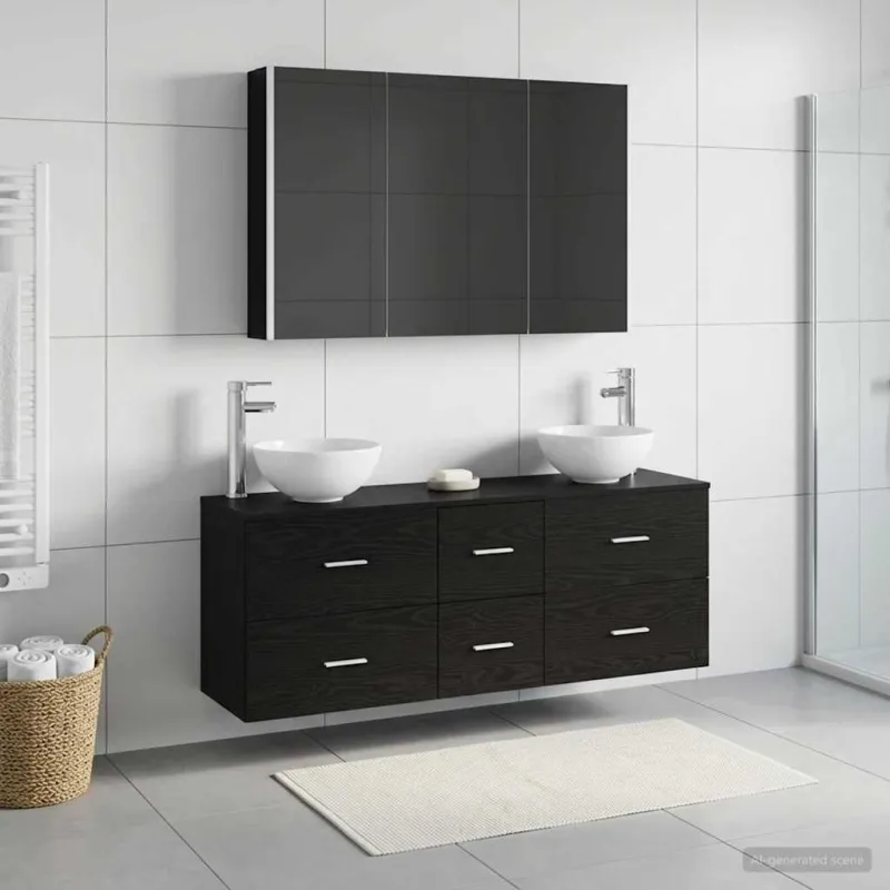 Vonios baldų rinkinys 4 pcs Juodojo ąžuolo