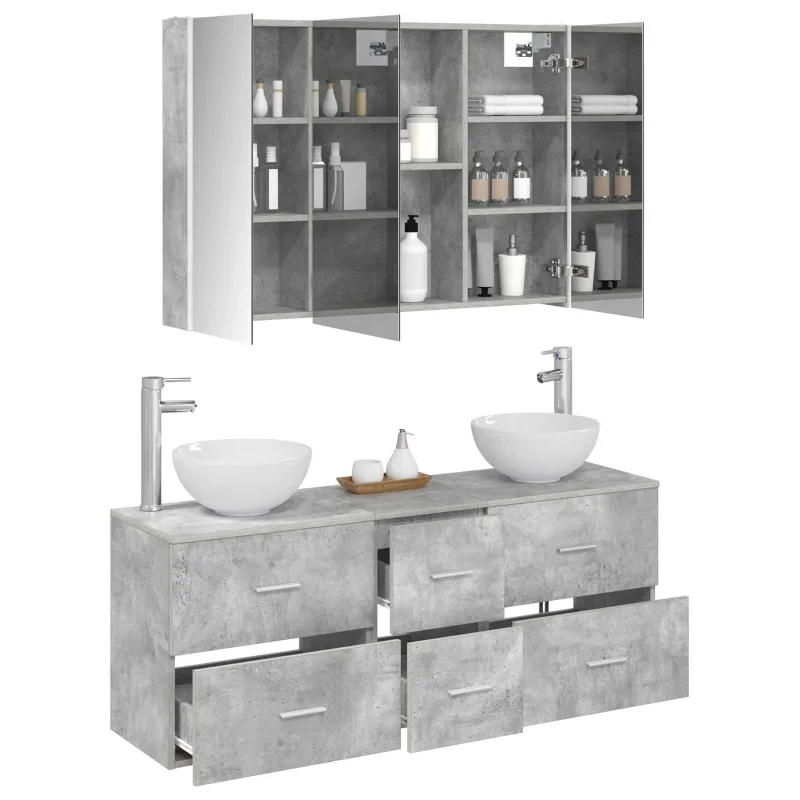 Vonios baldų rinkinys 4 pcs Betono pilka