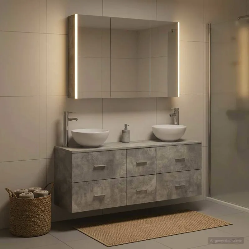 Vonios baldų rinkinys 4 pcs Betono pilka