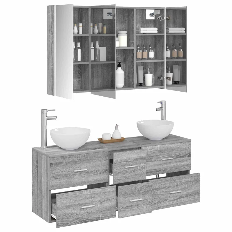 Vonios baldų rinkinys 4 pcs Pilka Sonoma