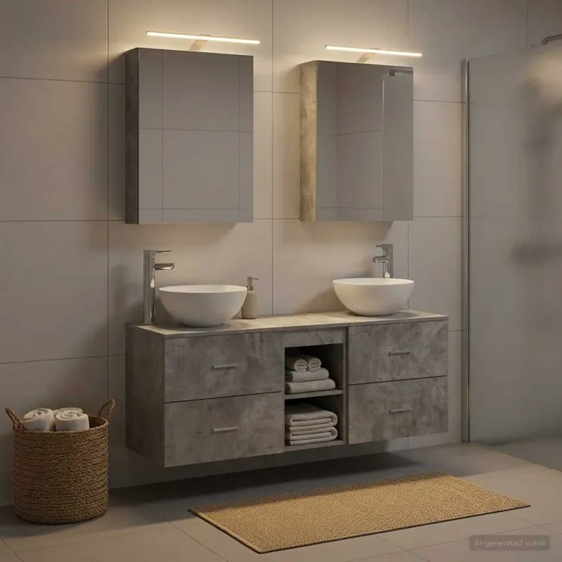 Vonios baldų rinkinys 5 pcs Betono pilka