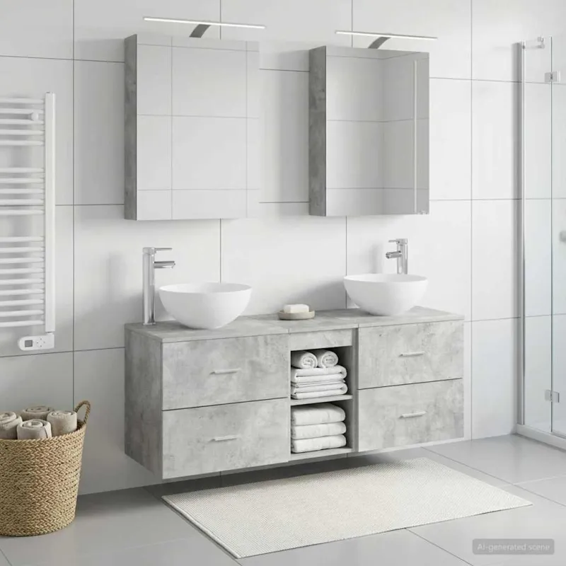 Vonios baldų rinkinys 5 pcs Betono pilka