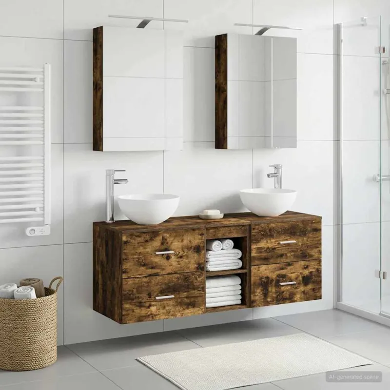 Vonios baldų rinkinys 5 pcs Dūminio ąžuolo