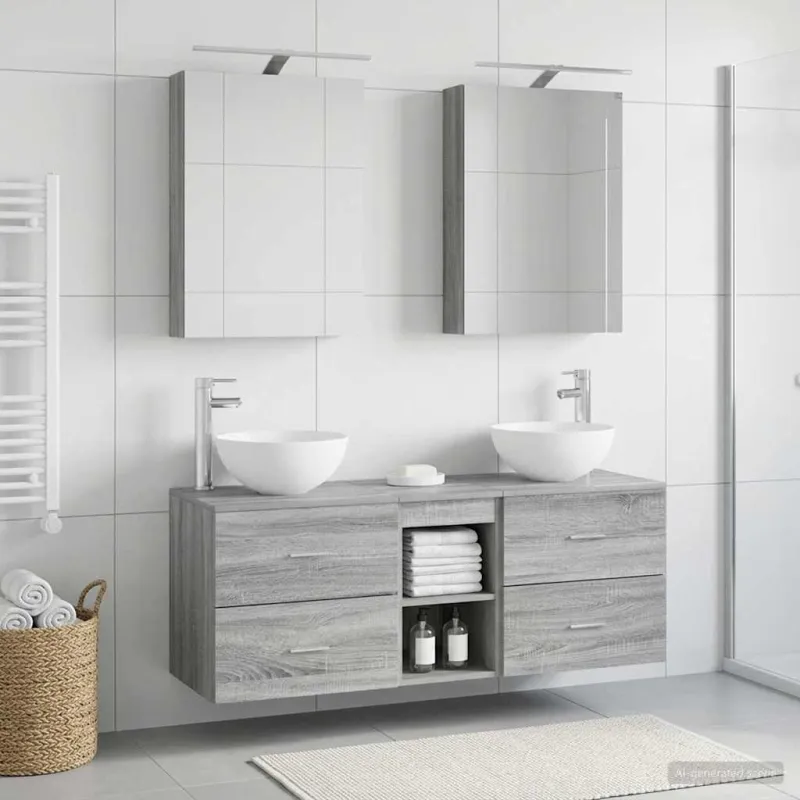 Vonios baldų rinkinys 5 pcs Pilka Sonoma
