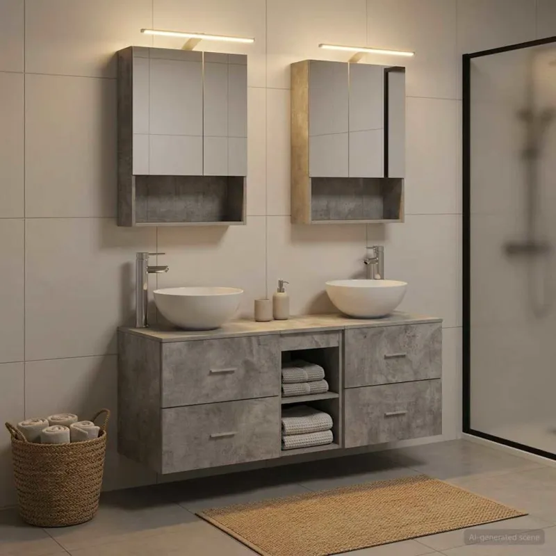 Vonios baldų rinkinys 5 pcs Betono pilka