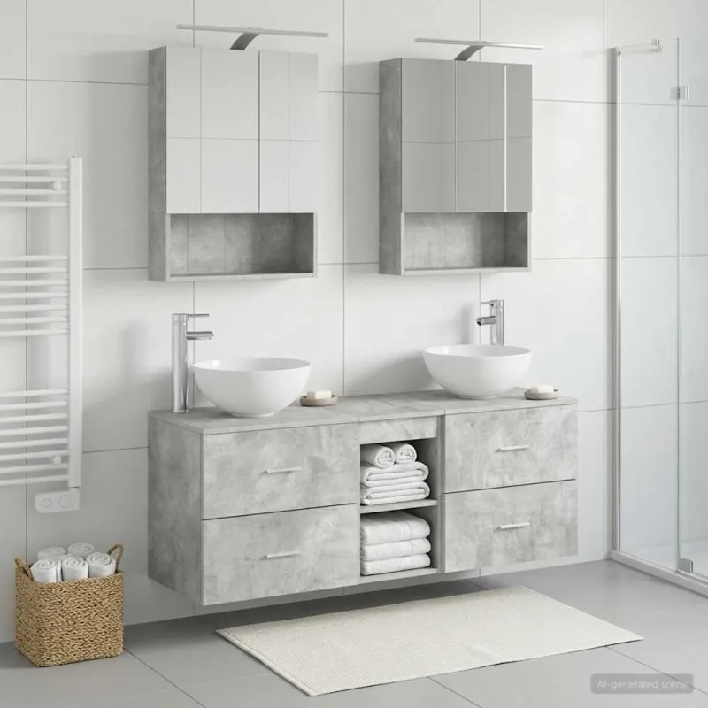 Vonios baldų rinkinys 5 pcs Betono pilka