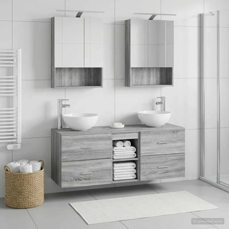 Vonios baldų rinkinys 5 pcs Pilka Sonoma
