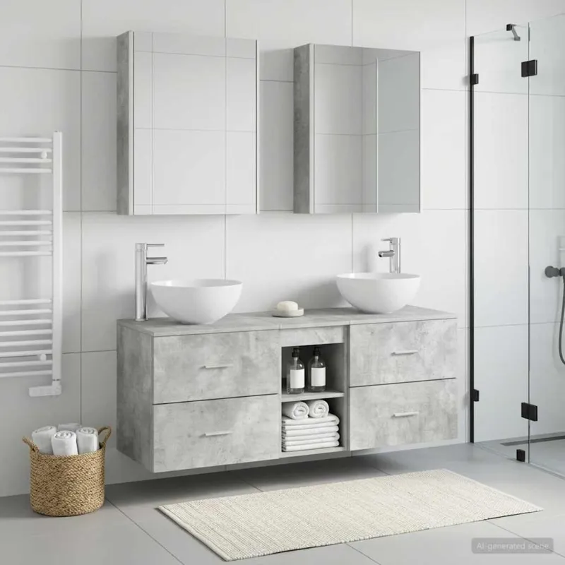 Vonios baldų rinkinys 5 pcs Betono pilka