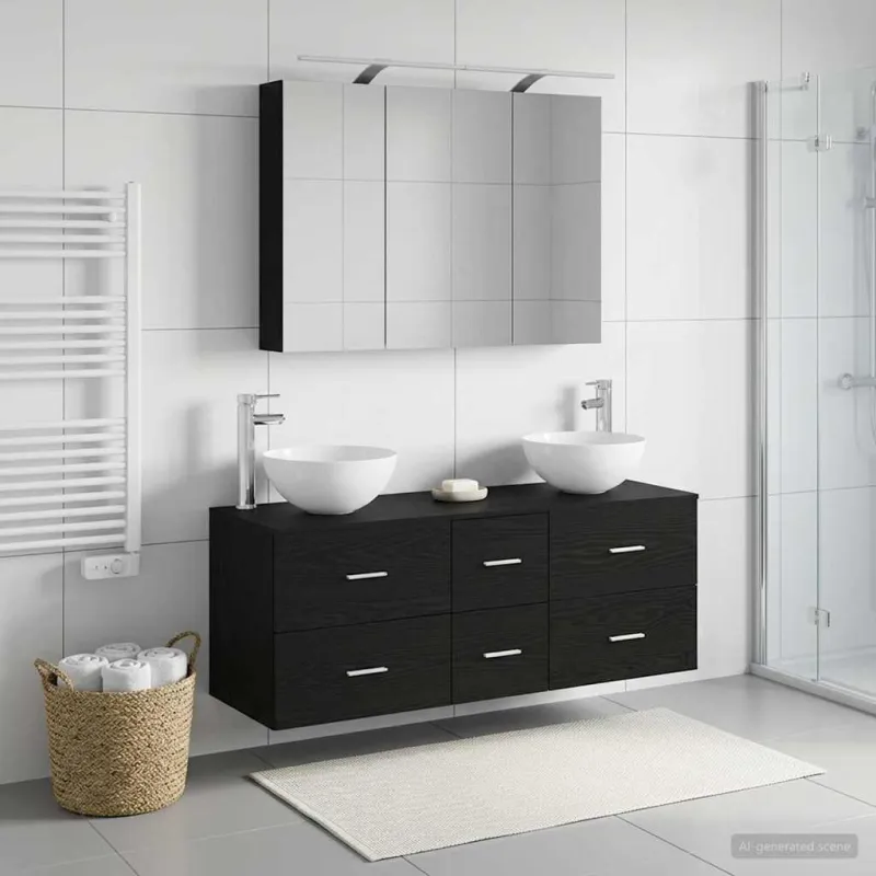 Vonios baldų rinkinys 4 pcs Juodojo ąžuolo