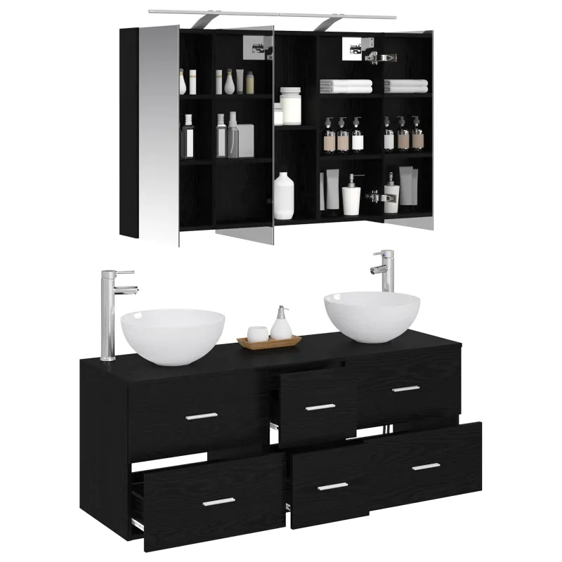 Vonios baldų rinkinys 4 pcs Juodojo ąžuolo