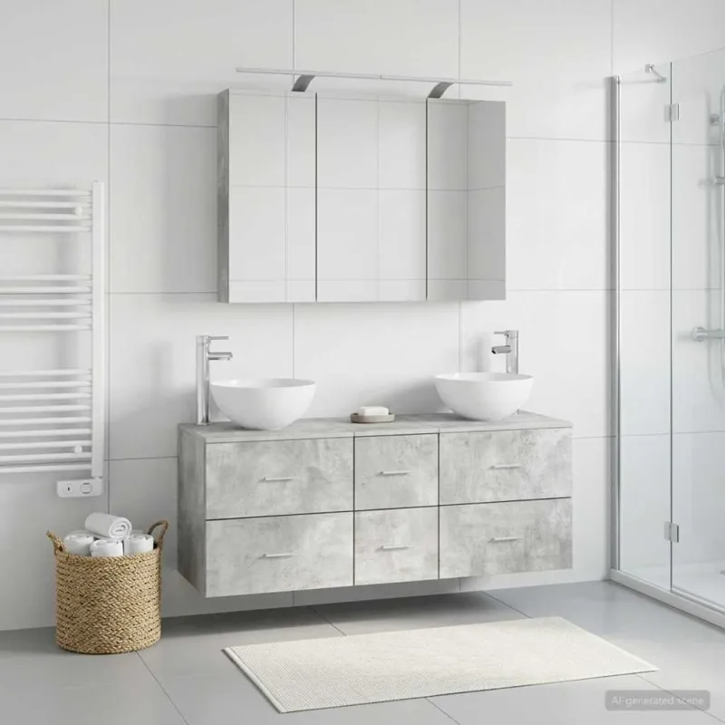 Vonios baldų rinkinys 4 pcs Betono pilka