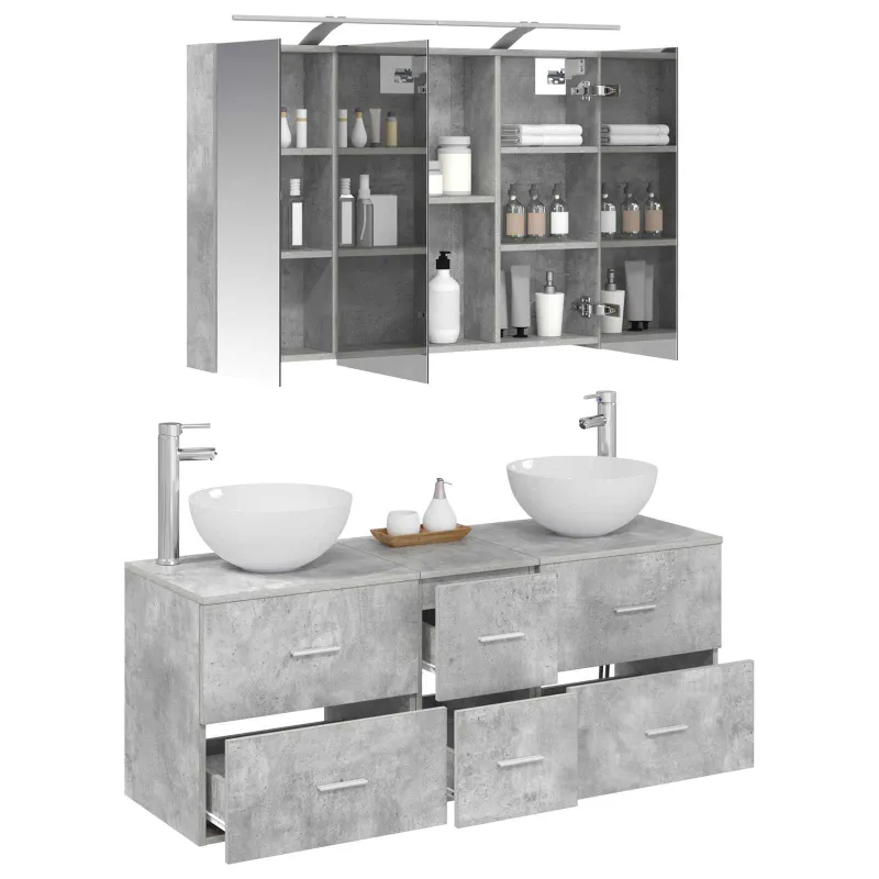 Vonios baldų rinkinys 4 pcs Betono pilka