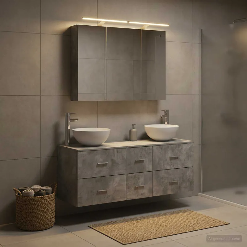 Vonios baldų rinkinys 4 pcs Betono pilka