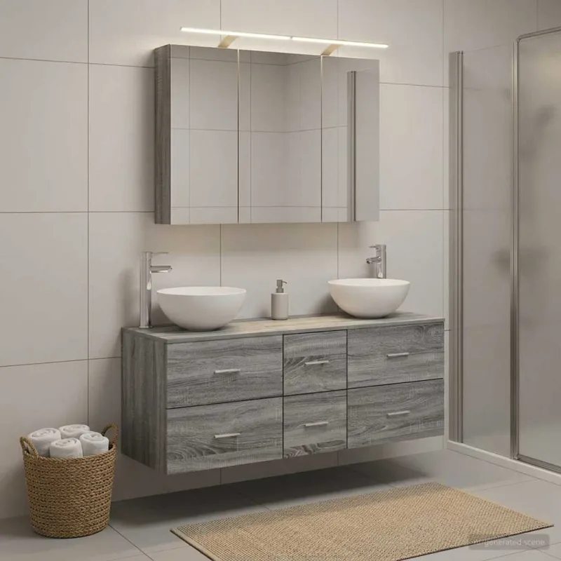 Vonios baldų rinkinys 4 pcs Pilka Sonoma