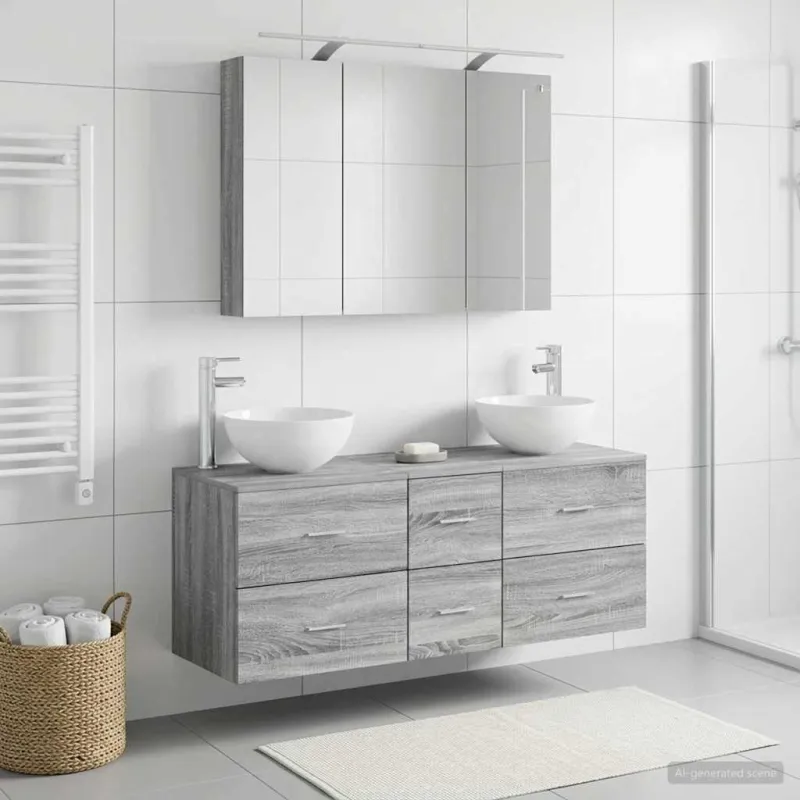 Vonios baldų rinkinys 4 pcs Pilka Sonoma