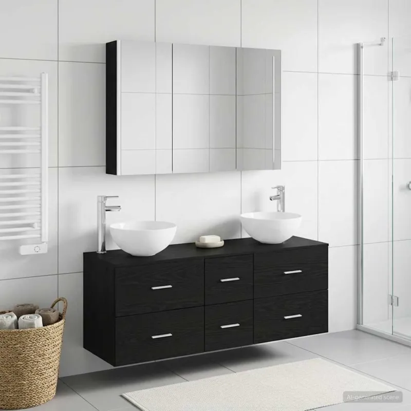 Vonios baldų rinkinys 4 pcs Juodojo ąžuolo