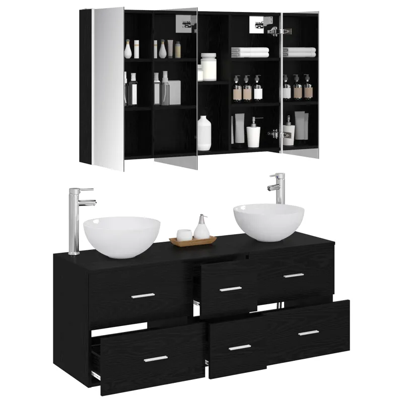 Vonios baldų rinkinys 4 pcs Juodojo ąžuolo