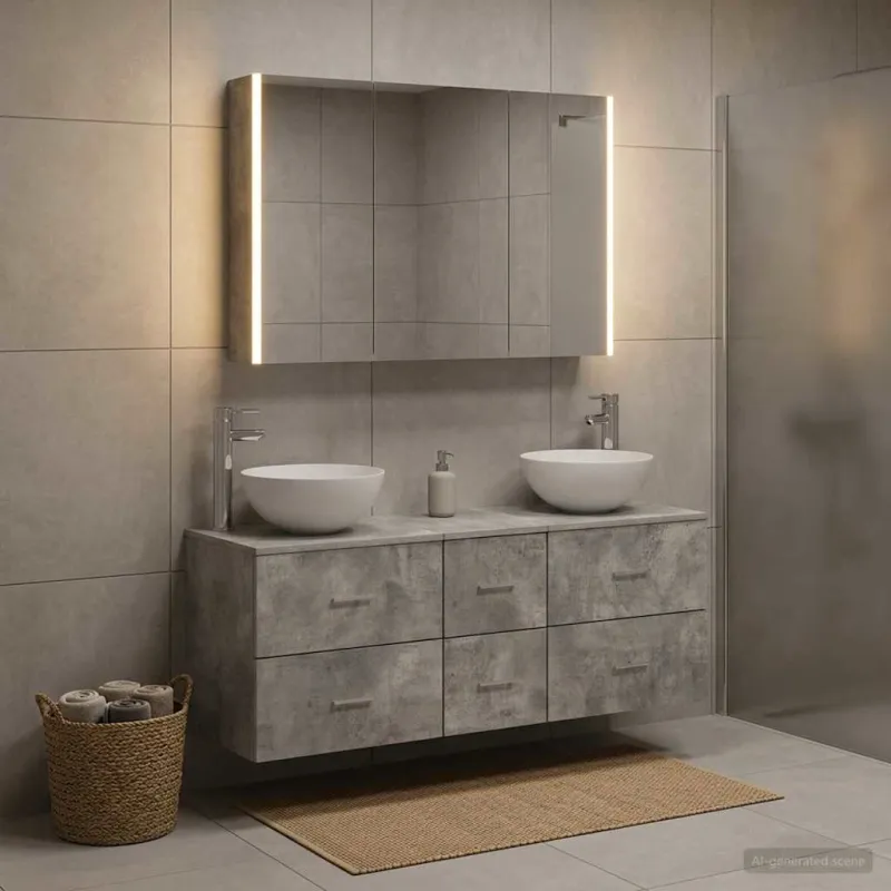 Vonios baldų rinkinys 4 pcs Betono pilka