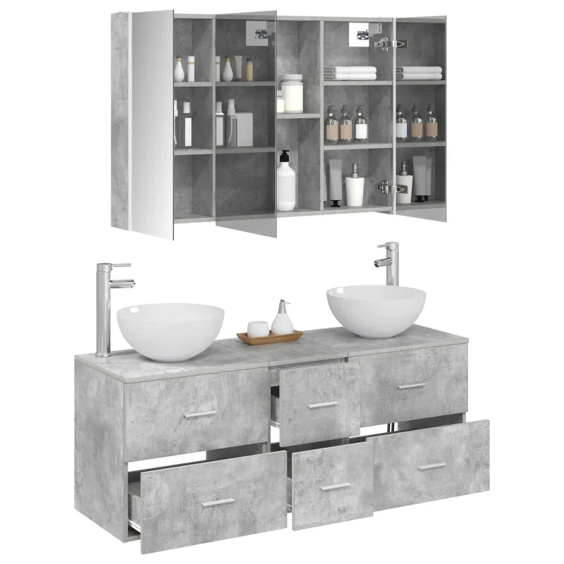Vonios baldų rinkinys 4 pcs Betono pilka