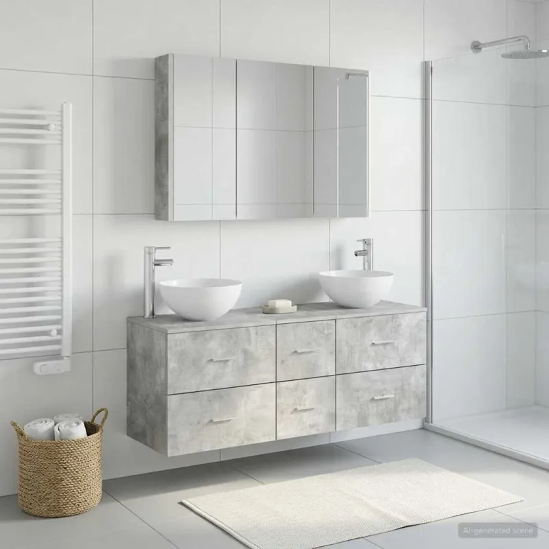Vonios baldų rinkinys 4 pcs Betono pilka