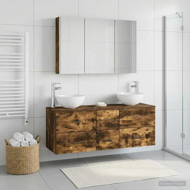 Vonios baldų rinkinys 4 pcs Dūminio ąžuolo