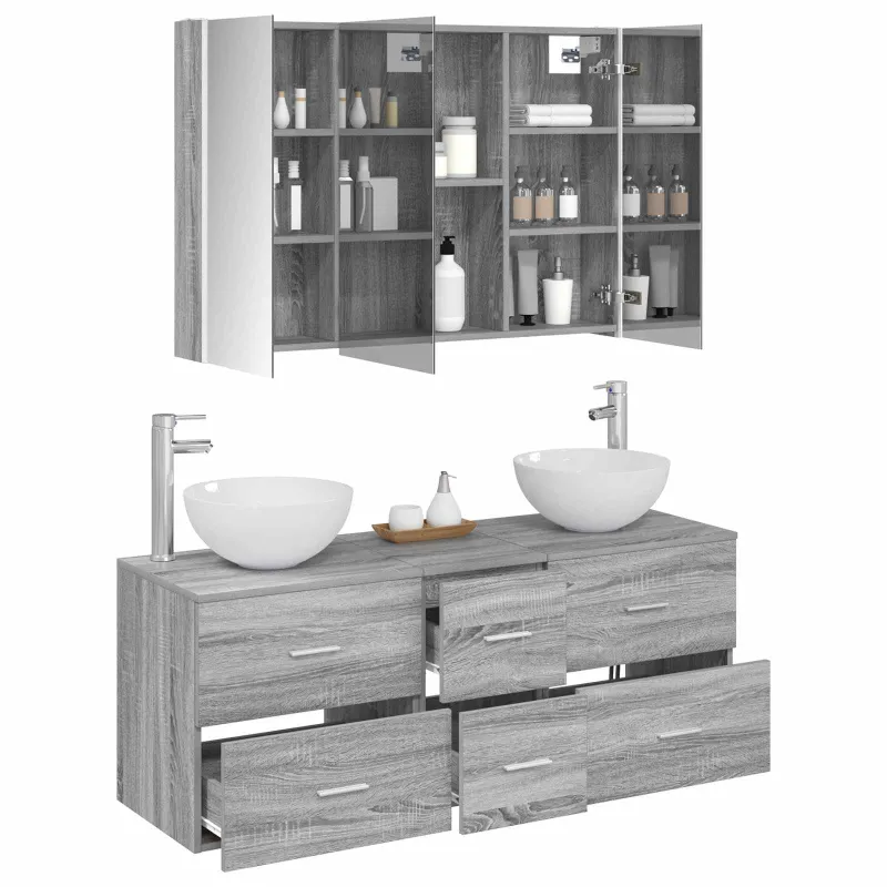 Vonios baldų rinkinys 4 pcs Pilka Sonoma