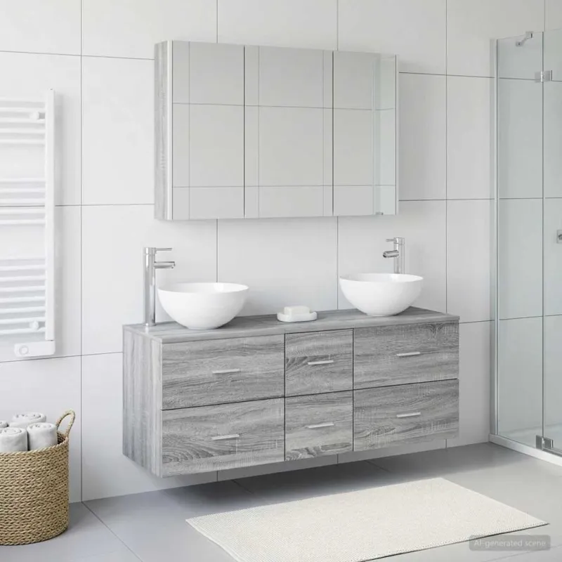 Vonios baldų rinkinys 4 pcs Pilka Sonoma