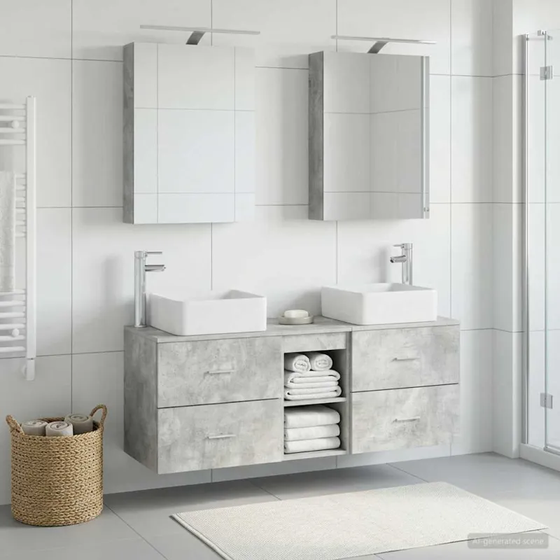Vonios baldų rinkinys 5 pcs Betono pilka