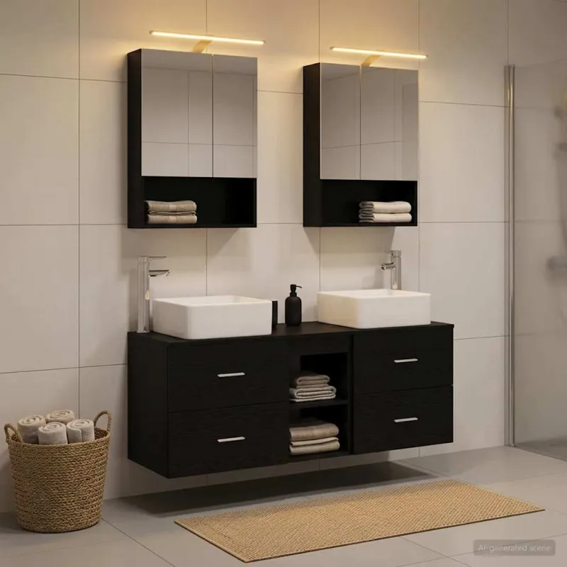 Vonios baldų rinkinys 5 pcs Juodojo ąžuolo