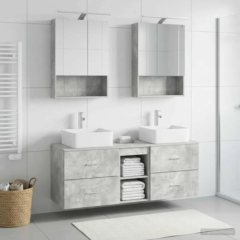 Vonios baldų rinkinys 5 pcs Betono pilka