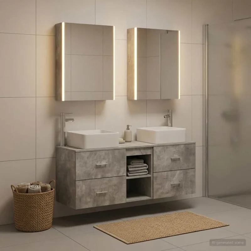 Vonios baldų rinkinys 5 pcs Betono pilka